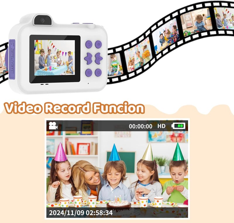 MISIRUN Kids Camera Instant Print, Christmas Birthday Gifts Toys for Girls Boys Age 4 5 6 7 8 9 10 11 12 Years Old,1080P HD Dual-Lens Selfie Digital Camera with 5 Rolls Print Paper Stickers Pens & 32G Card - Image 5